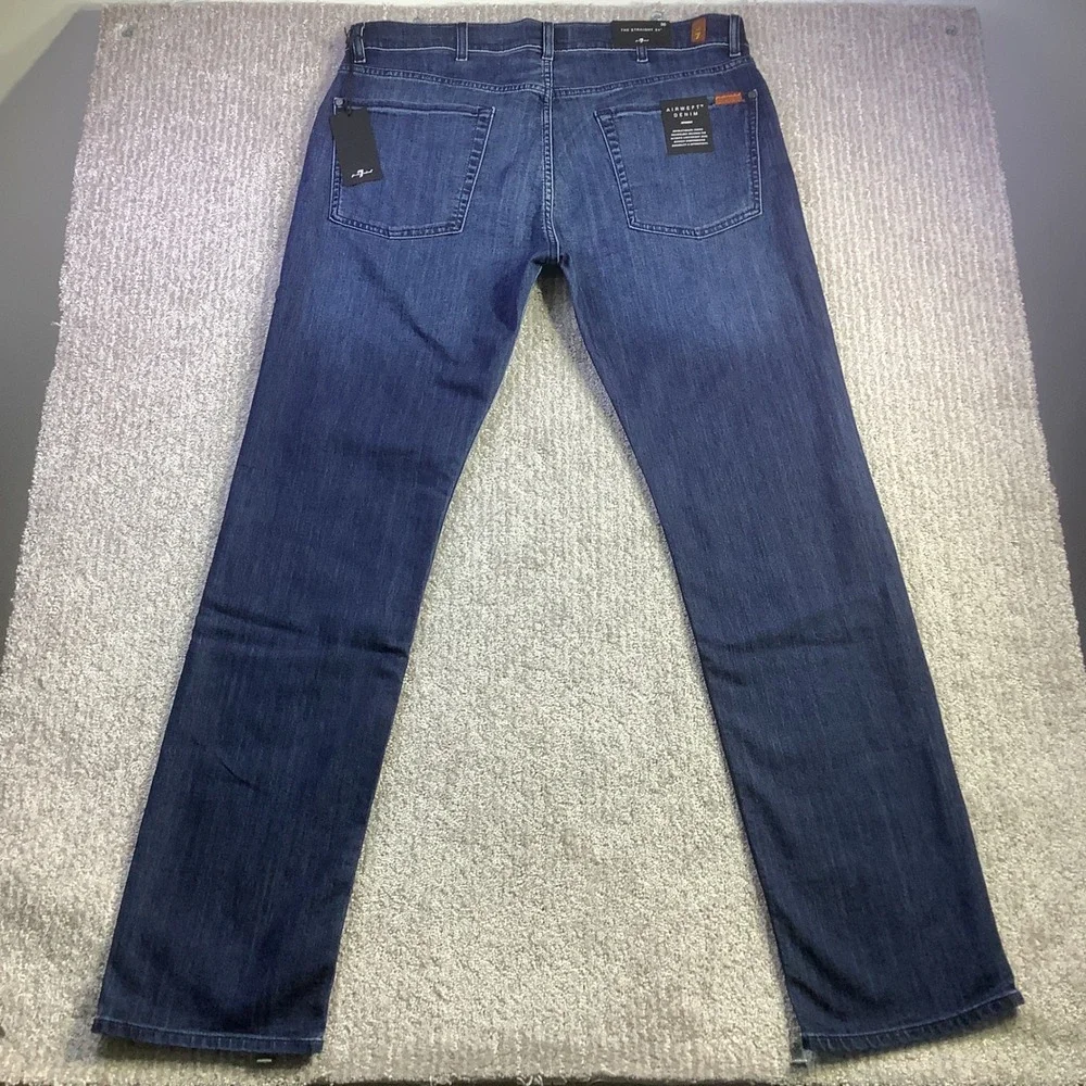 7 For All Mankind Mens The Straight Airweft Denim Jeans Proper Blue 36 x 34 NWT